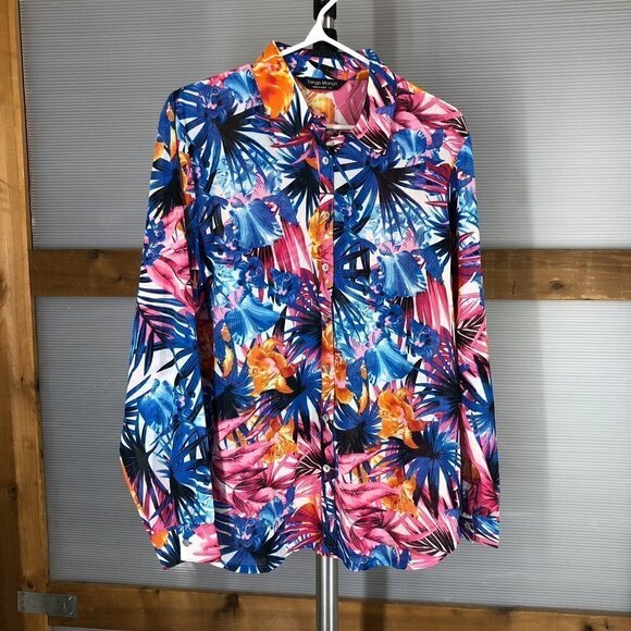 Tango MANGO CANADA Tropical‎ Multicolour Button Down Blouse Sz L - Picture 1 of 6